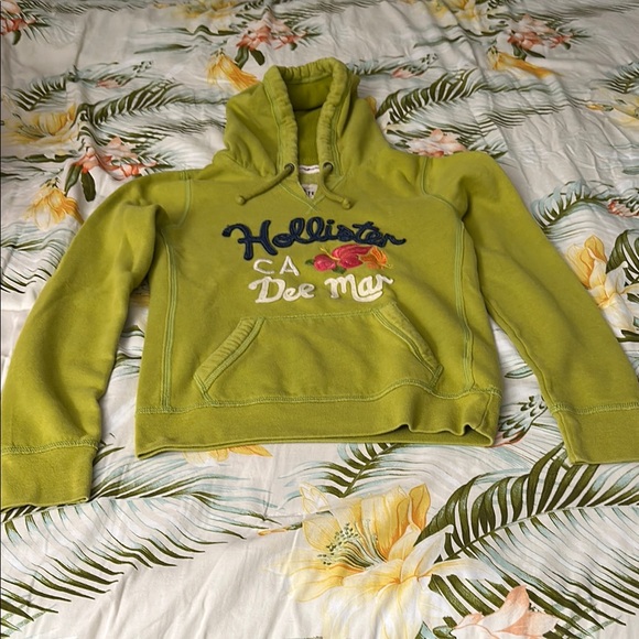 Hollister Lime Hoodie with Floral Embroidery - Picture 4 of 6